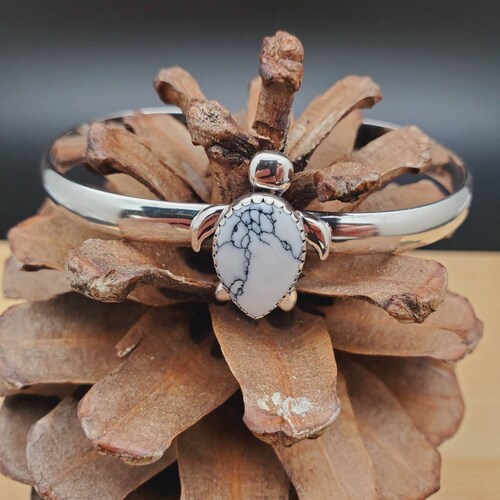 Sea Turtle Cuff Bracelet | White Buffalo Stone Bracelet Cuff | Sterling Silver Turquoise Bracelet | shops Sea Turtle Bangle Bracelet Made in USA