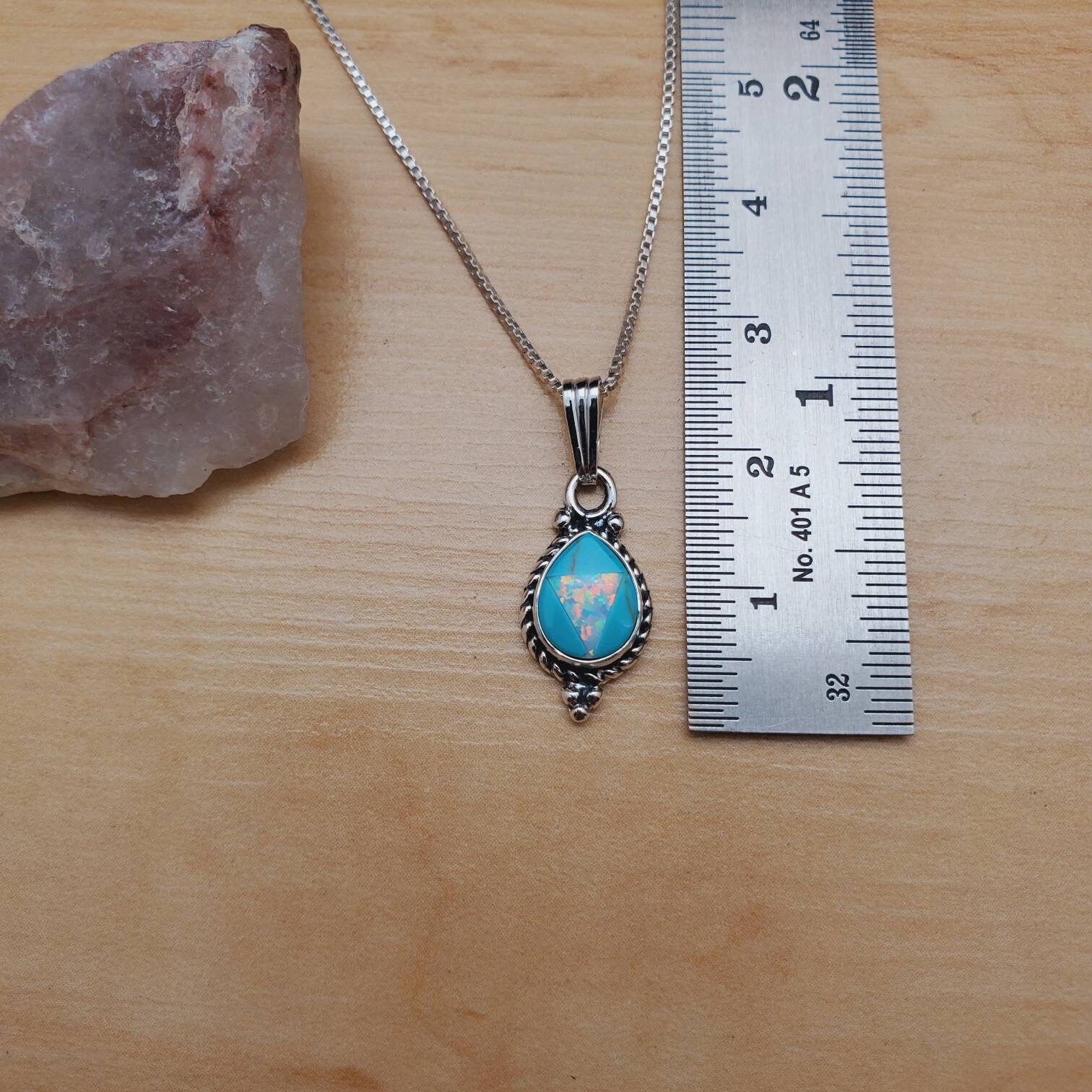 SoCute925 上品なホワイトオパールターコイズネックレスペンダント