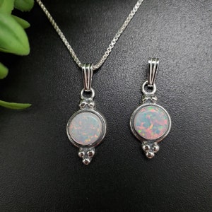 Dainty White Opal Necklace Pendant Options Silver Chain Necklace | Sterling Silver White Opal Necklace | White Opal Pendant | Gift For Her