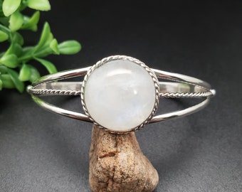 Armreif #29 | Southwestern Regenbogen Mondstein Armreif | Sterling Silber Mondstein Armband Manschette | Mondstein Southwest Armband |
