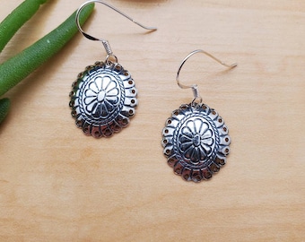 SoCute925 Southwest Concho Earrings | Stamping Concho Dangles| Southwestern Jewelry | Sterling Silver Concho Earrings | Southwestern Jewelry