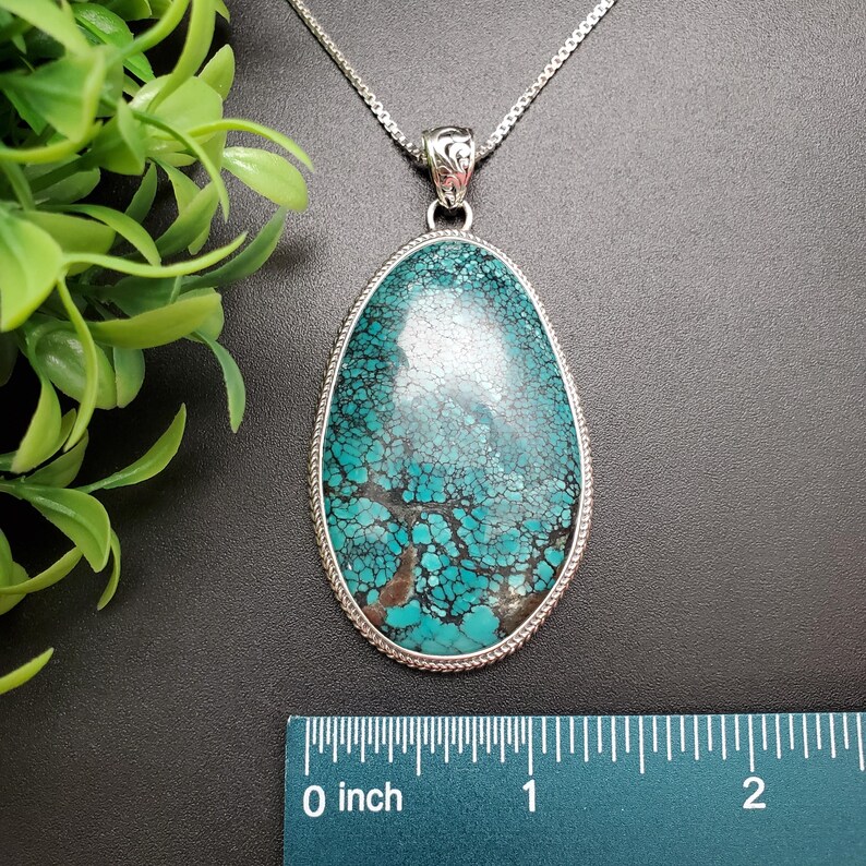 STN #13 | Lovely Turquoise Necklace Pendant With Silver Chain Necklace ...