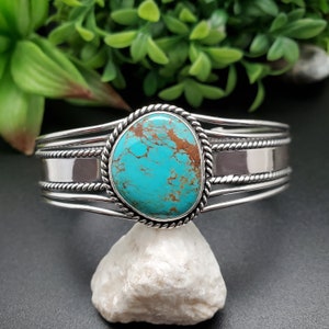 STN #C55 | Number 8 Turquoise Cuff Bracelet | Sterling Silver Turquoise Bracelet | Turquoise Bracelet Cuff | Free Shape Southwest Bracelet