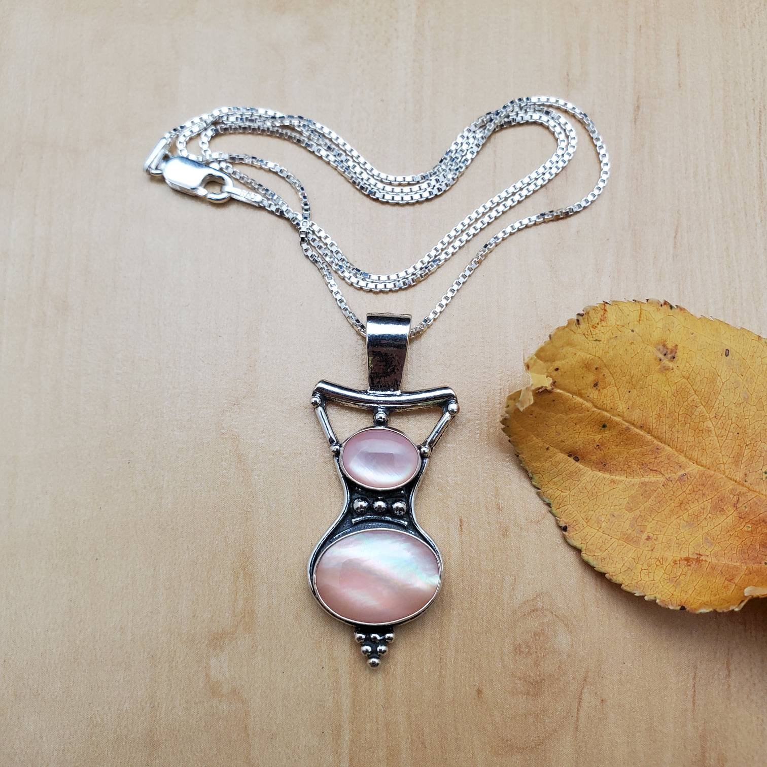【ヴィンテージ】SILVER マザーオブパール ネックレス SoCute925 ピンク マザーオブパール ネックレス ペンダント シルバー