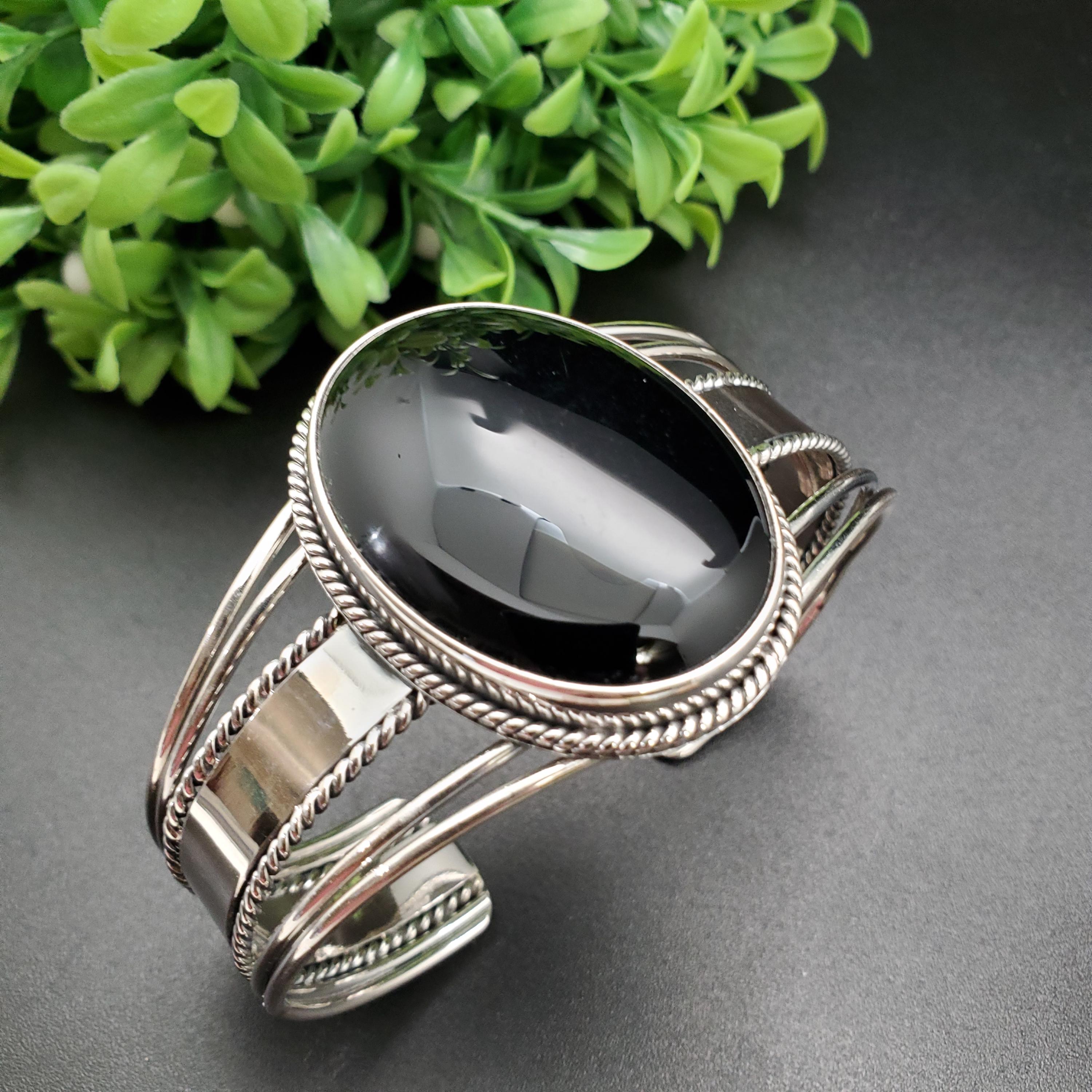 STN #C289 | Big Black Cuff Bracelet | Huge Black Bracelet Cuff