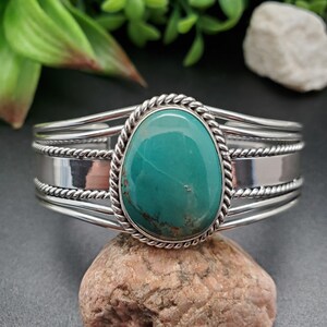 STN #C50 | Turquoise Cuff Bracelet | Sterling Silver Turquoise Bracelet | Turquoise Bracelet Cuff |Southwest Bracelet Fits 5&quot; To 6&quot; Wrist