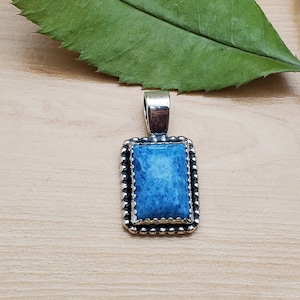 SoCute925 10x14mm Rectangular Denim Lapis Necklace Pendant | Sterling Silver Pendant | Blue Denim Southwest Necklace Pendant Made in USA