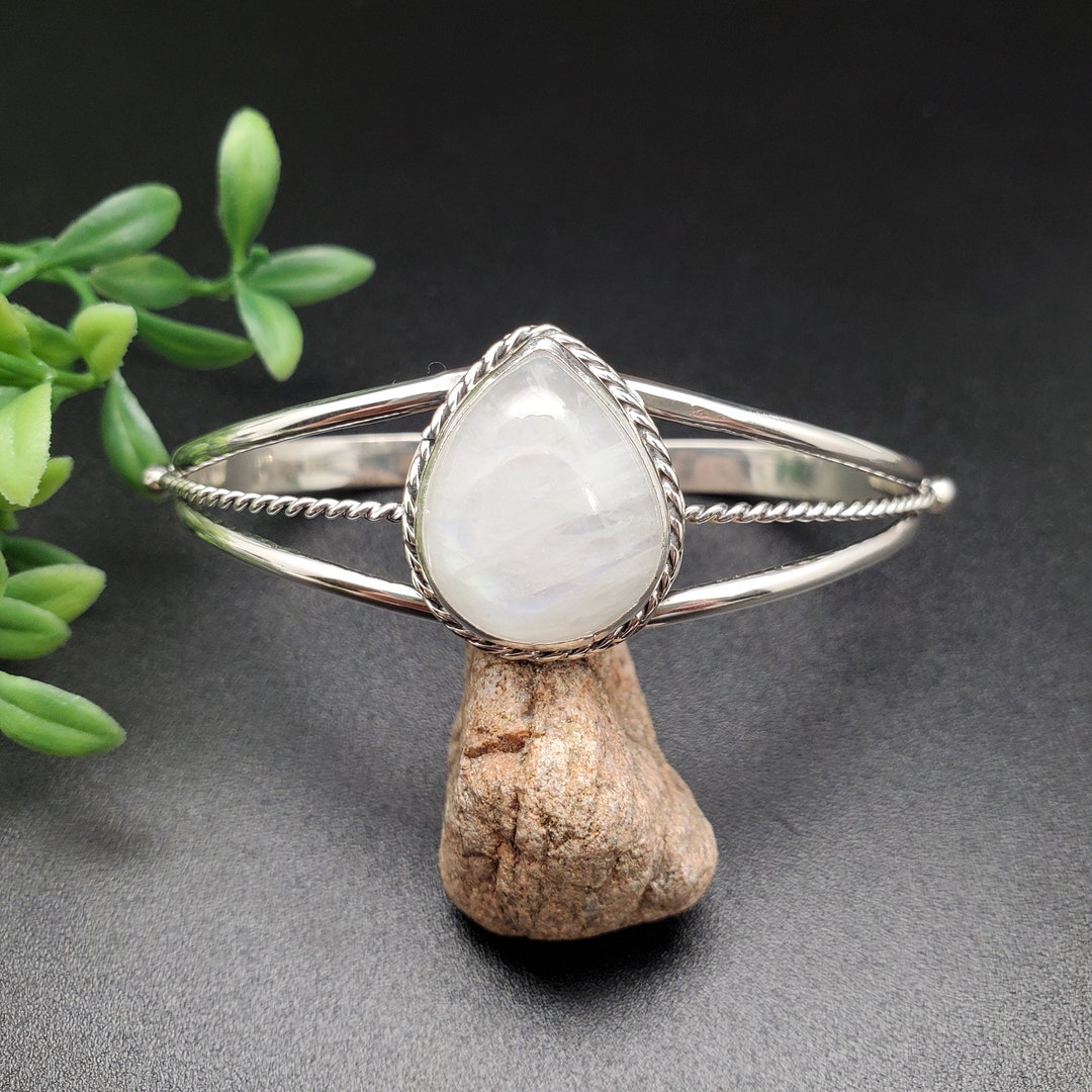 •DUALITY• rainbow moonstone + silver twist-on cuff bracelet