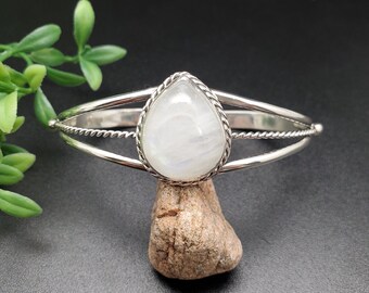 Armreif #30 | Southwestern Regenbogen Mondstein Armreif | Sterling Silber Mondstein Armband Manschette | Mondstein Southwest Armband |