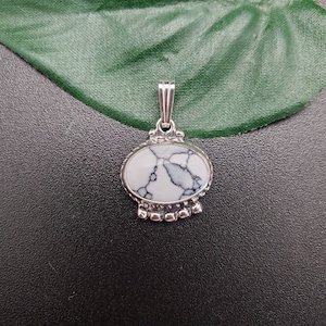 SoCute925 White Buffalo Turquoise Pendant | Sterling Silver White Turquoise Jewelry | White Turquoise Southwest Necklace Pendant Made in USA