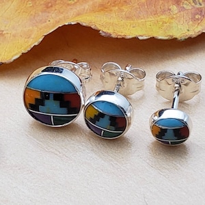 SoCute925 Dainty Multicolor Stud Earrings | Inlay Multicolor