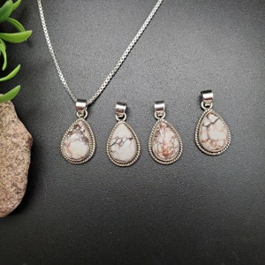 STN #213 | Teardrop Wild Horse Turquoise Necklace Pendant With Options of Silver Chain | Sterling Silver Wild Horse Southwestern Pendant