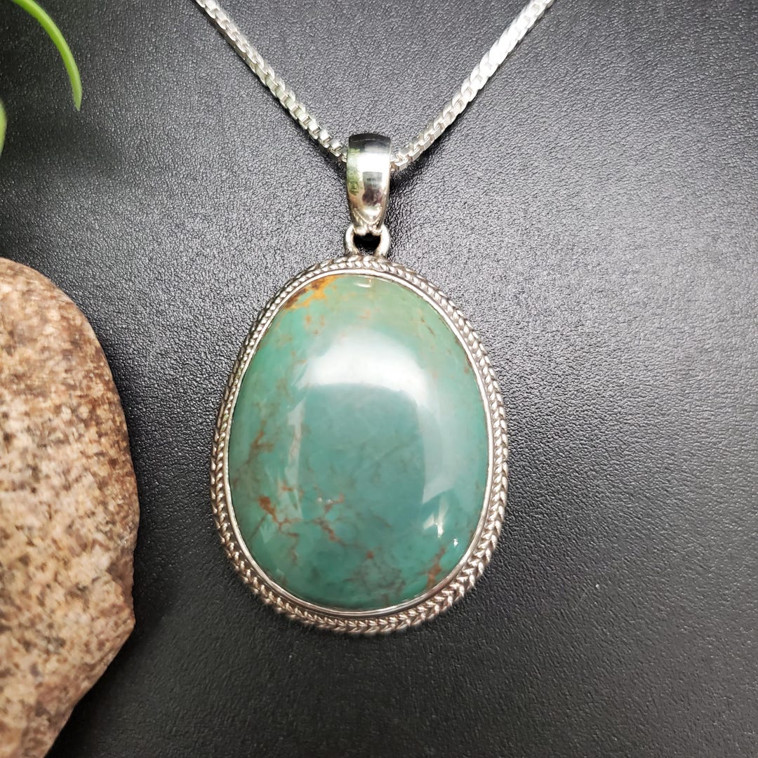 STN #281 | Big Kingman Turquoise Pendant Option With Silver Chain ...