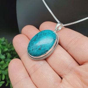 STN #12 | 22x30mm Royston Turquoise Necklace Pendant With Silver Box ...