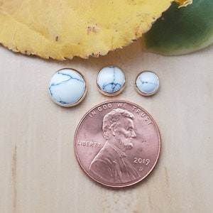 SoCute925 8mm 6mm 5mm Round White Buffalo Studs | Simple White Buffalo Stone Studs | Southwest Turquoise | Simple Silver Studs | Made in USA