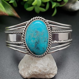 STN #C61 | Number 8 Turquoise Cuff Bracelet | Sterling Silver Turquoise Bracelet | Turquoise Bracelet Cuff | Free Shape Southwest Bracelet