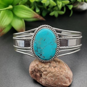 STN #C52 | Number 8 Turquoise Cuff Bracelet | Sterling Silver Turquoise Bracelet | Turquoise Bracelet Cuff | Free Shape Southwest Bracelet