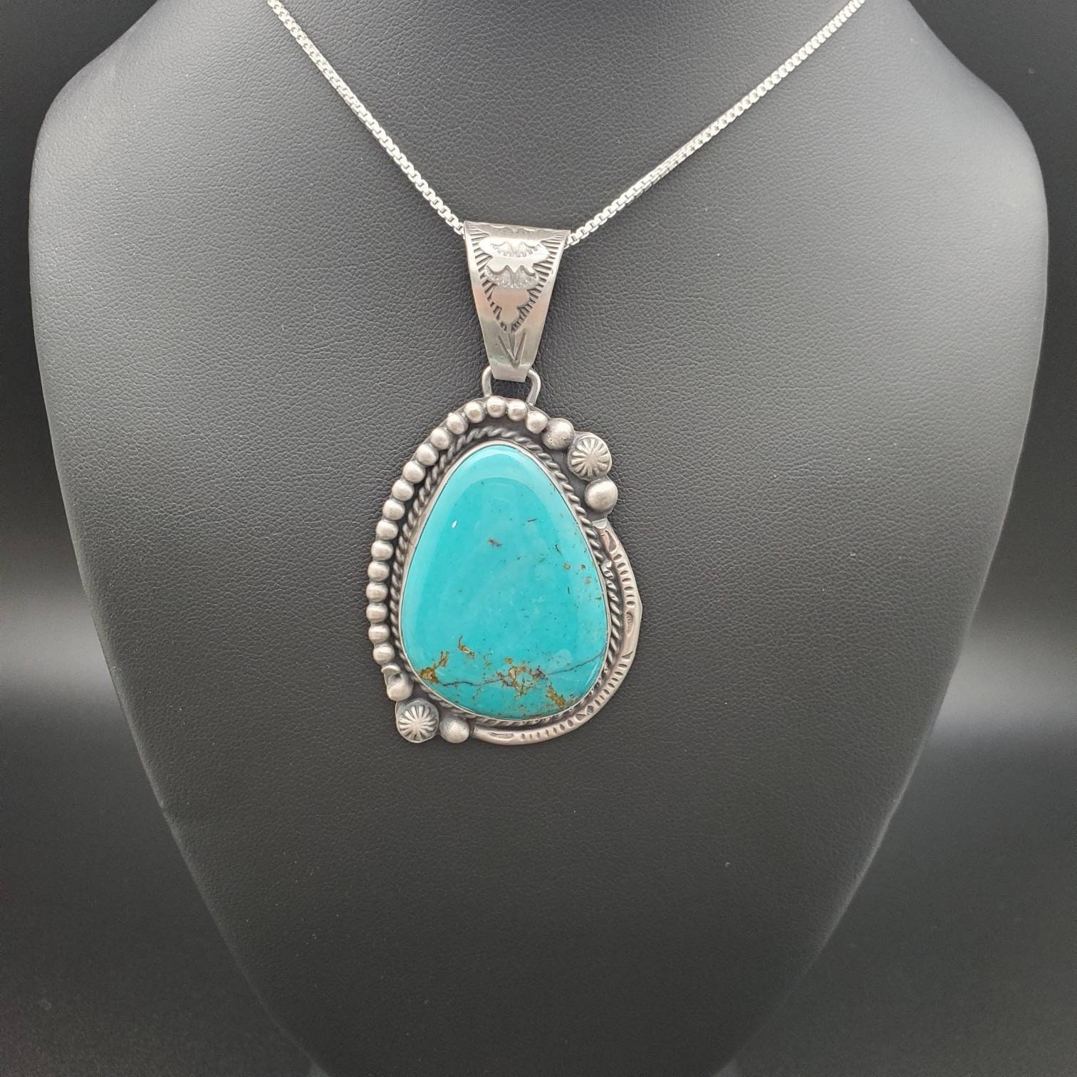 ターコイズ スターリングシルバー ペンダント STN #299 | シルバーチェーン付きターコイズペンダントオプション