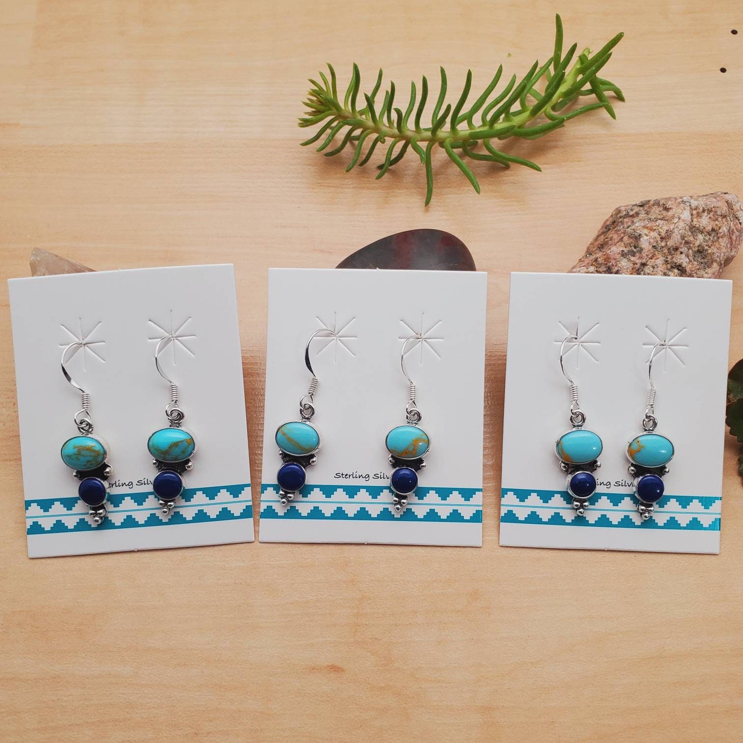Socute925 Lovely Sterling Silver Southwest Earrings | Kingman Turquoise ...