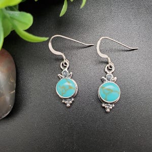 Dainty Turquoise Earrings | Turquoise Dangle Earrings | Sterling Silver Dangle Earrings | Silver Kingman Turquoise Jewelry | Made in USA