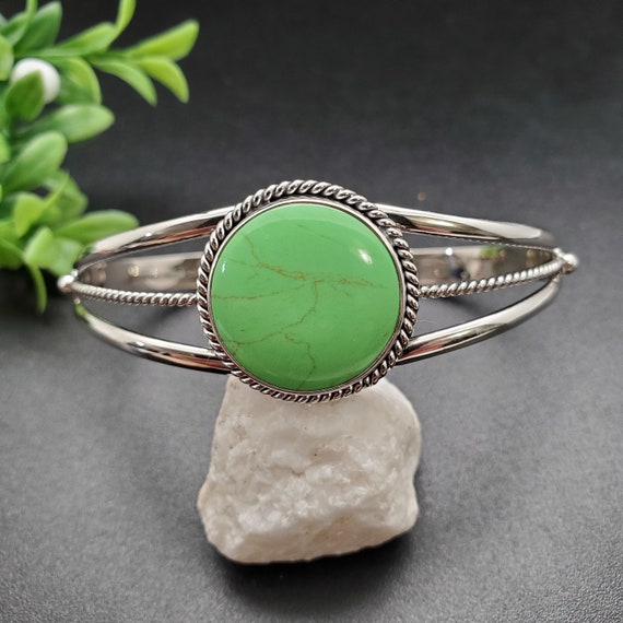 ブレスレット Green Floral Stone Cuff Bracelet Vintage Floral Cuff Bracelet With Blue & Green Stones