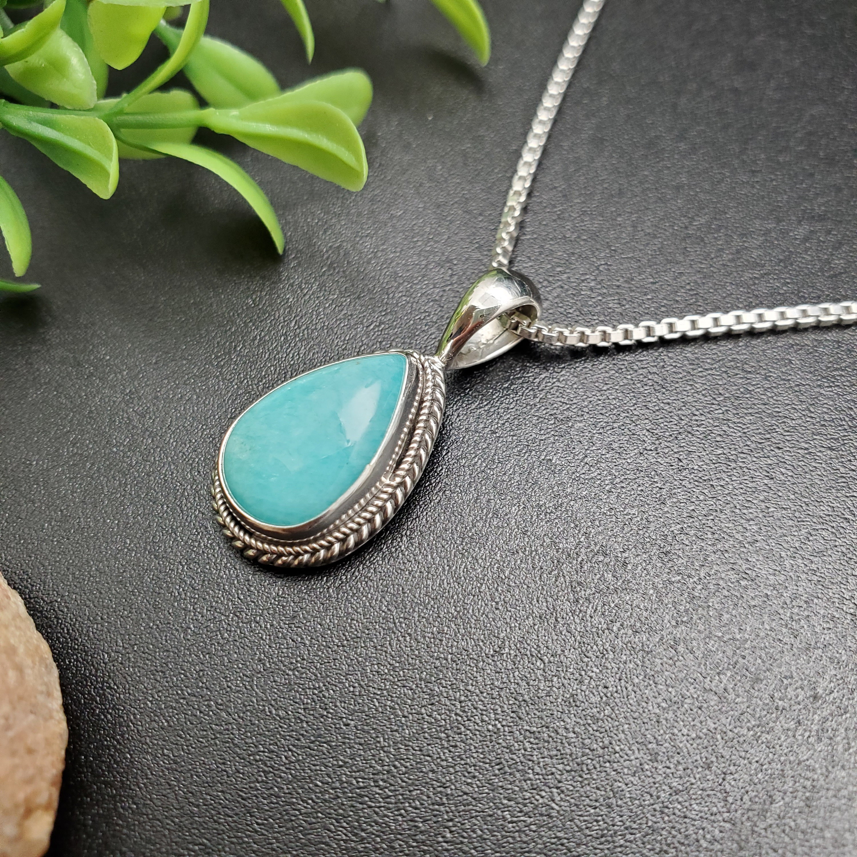 ネックレス・ペンダント String and Drops Necklace STN #32 | Dainty Teardrop Stone 10x15mm Amazonite Necklace