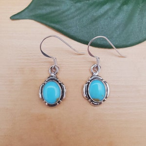 SoCute925 Turquoise Dangle Earrings | Kingman Turquoise Earrings | Sterling Silver Earrings | Turquoise Southwestern Jewelry Made in USA