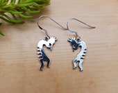 SoCute925 Kokopelli Earrings Sterling Silver Charm Kokopelli Dangle Earrings Silver Kachina Doll Jewelry Flute Player Made in USA