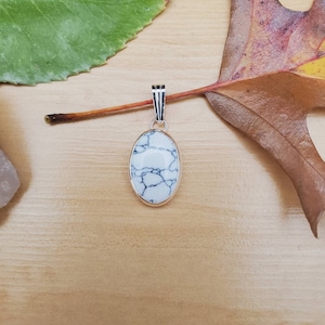 SoCute925 White Buffalo Turquoise Pendant | Sterling Silver White Turquoise Pendant in Oval Shape | White Buffalo Turquoise Jewelry | USA
