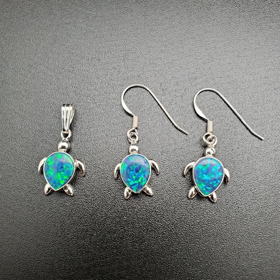 Socute925 Small Earrings and Pendant of Sea Turtle Jewelry Set
