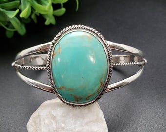 STN #C193 | Unique Number 8 Turquoise Cuff Bracelet | Sterling Silver Turquoise Bracelet Cuff | Dainty Turquoise Jewelry | Gift For Her