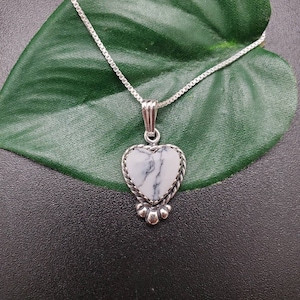 SoCute925 White Buffalo Turquoise Necklace | Sterling Silver White Turquoise Pendant With Silver Box Chain Necklace | Turquoise Necklace