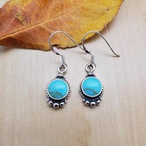 SoCute925 Small Turquoise Dangle Earrings | Turquoise Southwestern Jewelry | Turquoise Earrings | Sterling Silver Earrings | Made in USA