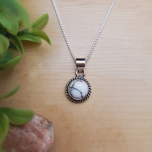 STN #259 | 8mm Dainty Wild Horse Turquoise Necklace Pendant With Options of Silver Chain | Sterling Silver Wild Horse Southwestern Pendant
