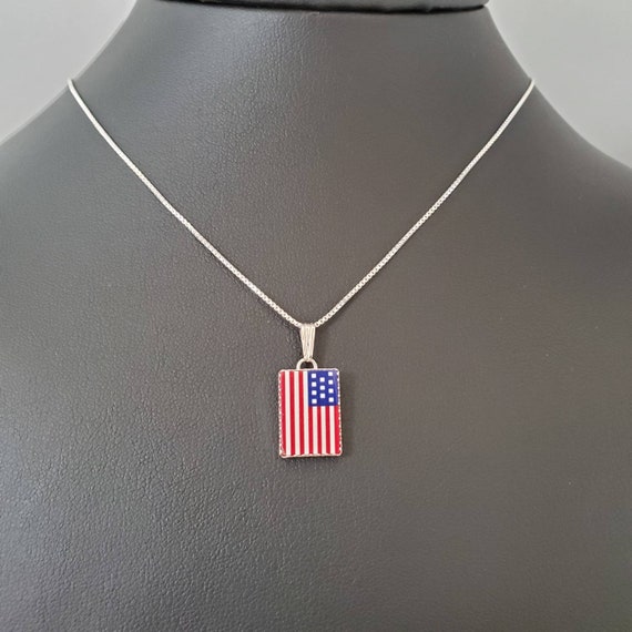 USA Flag Red White and Blue Post Stud Earrings 5mm Sterling Silver USA Flag Red White and Blue Post Stud Earrings 5mm Sterling Silver