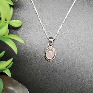 STN #241 | Small Dainty Rose Quartz Necklace Pendant With Options of Silver Chain | Sterling Silver Rose Quartz Southwest Pendant Necklace