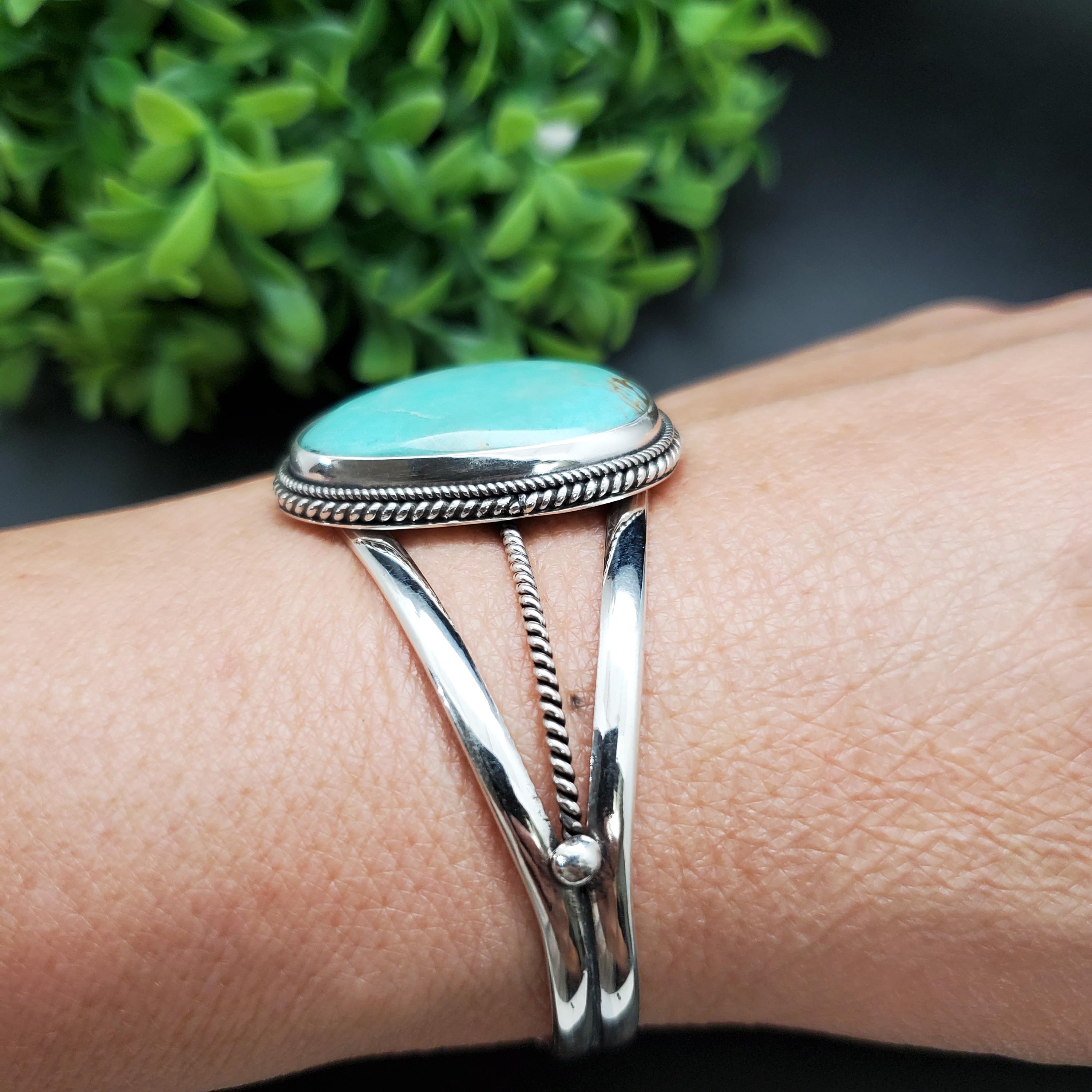 STN #C56 | ナンバー8 ターコイズ カフブレスレット | スターリング