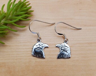 SoCute925 Eagle Head Earrings | Eagle Head Dangle Earring | Sterling Silver Earrings | Charm Jewelry | Casted Eagle Head Jewelry Made in USA