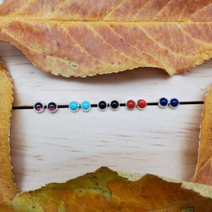 SoCute925 3mm Tiny Studs | piercings | Sterling Silver Cartilag Earrings | Small Studs | 3mm Garnet Turquoise Onyx Lapis Coral | Made in USA