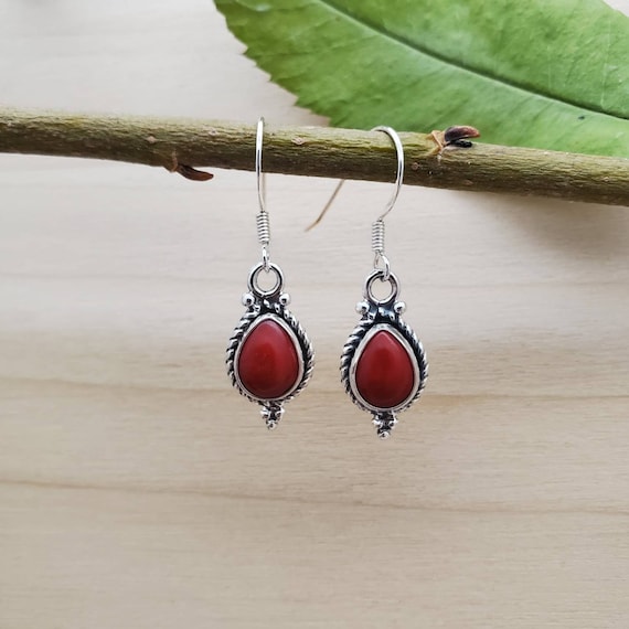 Coral teardrop hotsell earrings