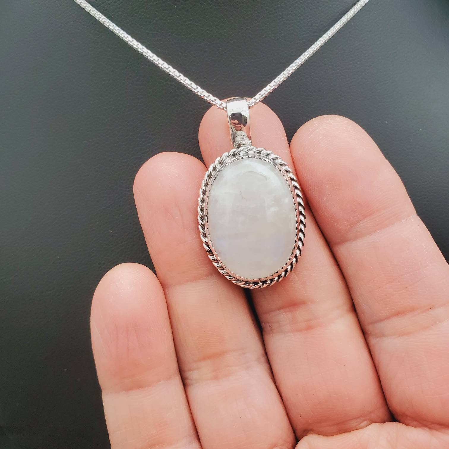 STN #348 | Rainbow Moonstone Necklace Pendant Options With Silver