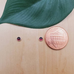 SoCute925 3mm Red Garnet Studs | Sterling Silver Petite Red Color Studs | Super Small Studs | Red Studs | Tiny Silver Posts | Garnet Posts