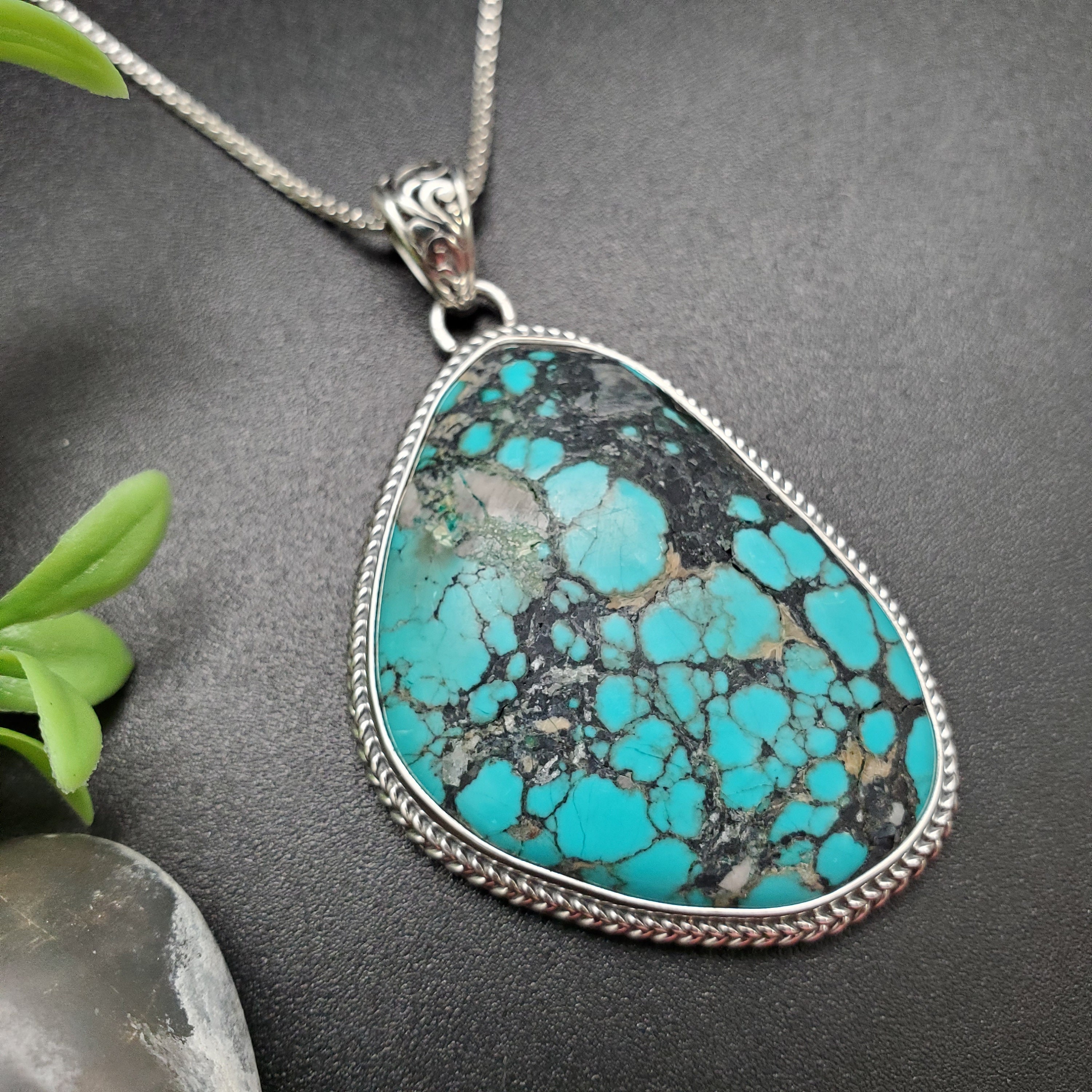 IGM#37 Unique Kingman Turquoise Pendant With Sterling Silver Chain