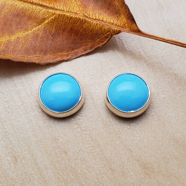 SoCute925 Sleeping Beauty Turquoise 8mm Dots Earrings | Sterling Silver  Posts | Cute Cheap Fast | Made In USA
