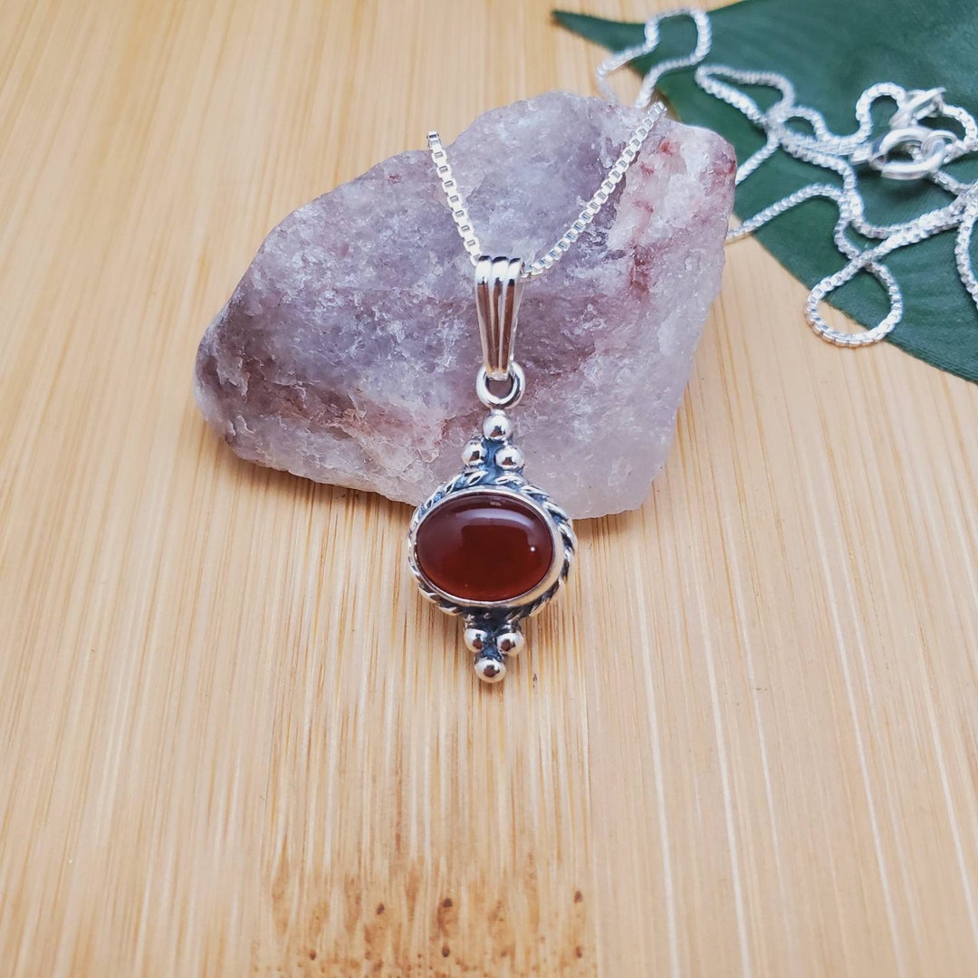 Socute925 Lovely Healing Carnelian Necklace Pendant With