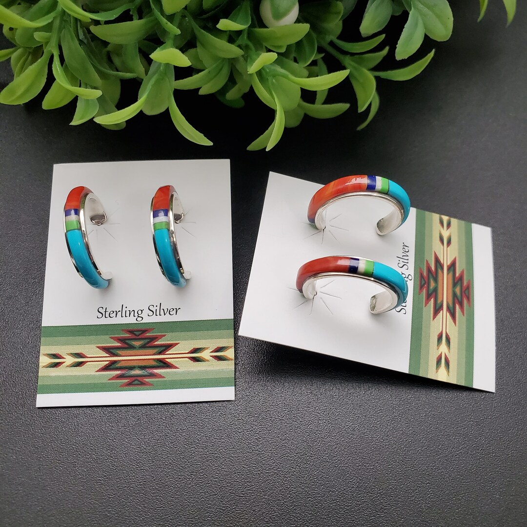 Colorful Earrings in Inlay Design