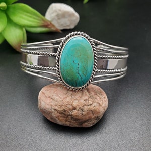 STN #C36 | Number 8 Turquoise Cuff Bracelet | Sterling Silver Turquoise Bracelet | Turquoise Bracelet Cuff | Free Shape Southwest Bracelet