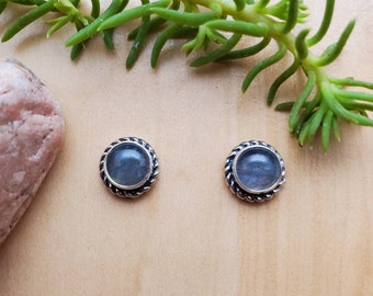 SoCute925 6mm Labradorite Post Earrings | Sterling Silver Labradorite Stud Earrings | Small Studs | Silver Labradorite Jewelry | Made in USA