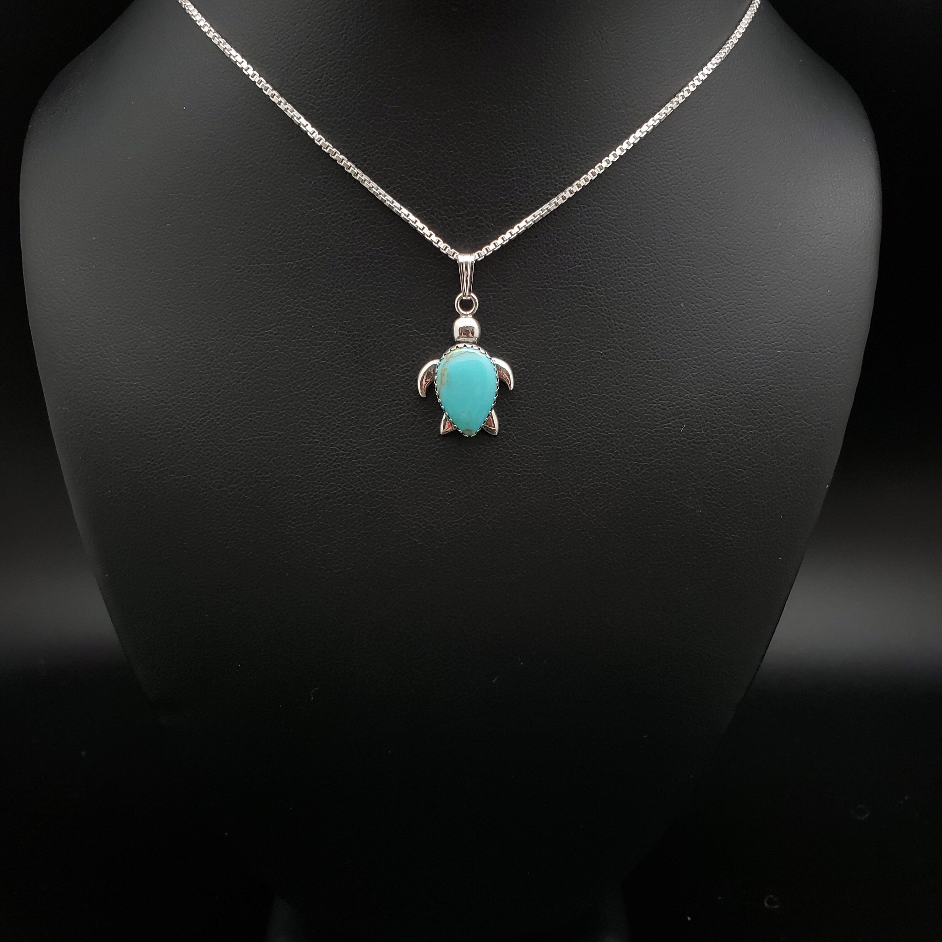 Socute925 Big Sea Turtle Necklace Pendant With Silver Box Chain ...