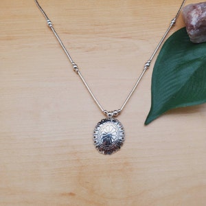 SoCute925 Southwest Concho Necklace 16&quot; | Stamping Concho Southwestern Jewelry | Sterling Silver Concho | Stamping Concho Southwest Necklace